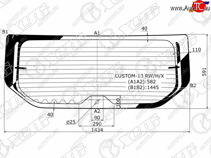 11 899 р. Стекло заднее (Цвет зеленый Обогрев) Ford Transit Custom 13-19 XYG CUSTOM-13 RW/H/X  с доставкой в г. Пермь