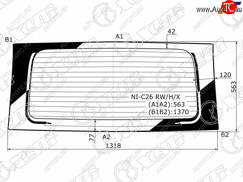 7 999 р. Стекло заднее (Цвет зеленый Обогрев) Nissan Serena 10-16 XYG NI-C26 RW/H/X  с доставкой в г. Пермь