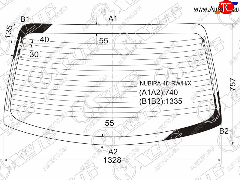 6 249 р. Стекло заднее (Цвет зеленый Обогрев Антенна) Daewoo Lacetti 04-09  Nubira 97-03 XYG NUBIRA-4D RW/H/X  с доставкой в г. Пермь