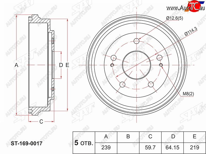 2 799 р. Барабан тормозной задний SAT   Honda HR-V ( GH1,GH2,  GH3, GH4,  GH1, GH2) (1998-2005) дорестайлинг 3 дв., дорестайлинг 5 дв., рестайлинг 3 дв., рестайлинг 5 дв.  с доставкой в г. Пермь