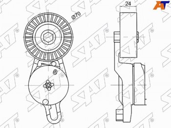 1 599 р. Натяжитель приводного ремня TOYOTA CAMRYRAV4 2.5 11-LEXUS ES 2.5 11-RX 2.7 08- SAT ST-16620-36010  с доставкой в г. Пермь. Увеличить фотографию 1