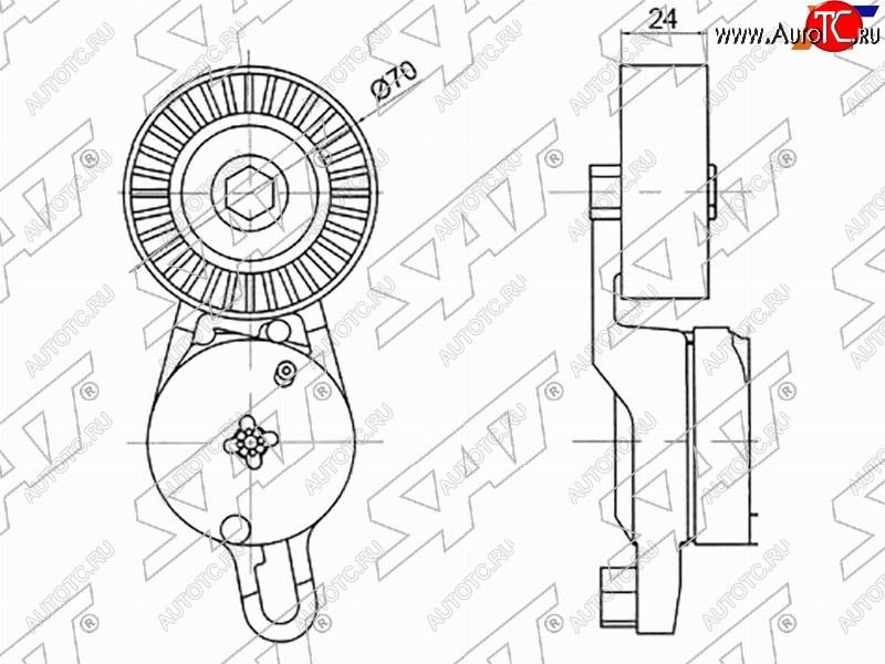 1 599 р. Натяжитель приводного ремня TOYOTA CAMRYRAV4 2.5 11-LEXUS ES 2.5 11-RX 2.7 08- SAT ST-16620-36010  с доставкой в г. Пермь