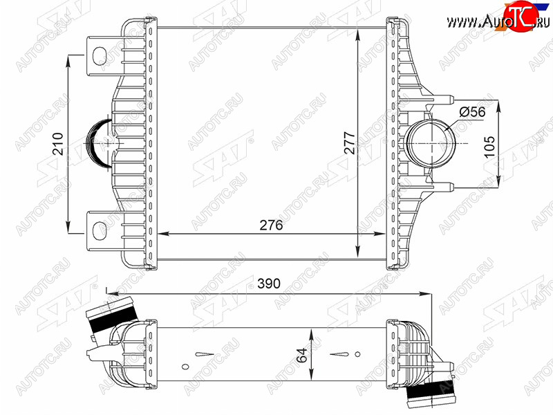 10 249 р. Интеркулер LAND ROVER RANGE ROVER 12-RANGE ROVER SPORT 13- SAT ST-211-0006  с доставкой в г. Пермь