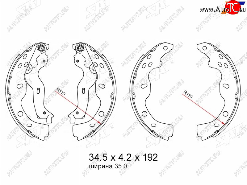 1 779 р. Колодки тормозные барабанные задние RH-LH SAT Suzuki SX4 GYC21S дорестайлинг седан (2006-2012)  с доставкой в г. Пермь