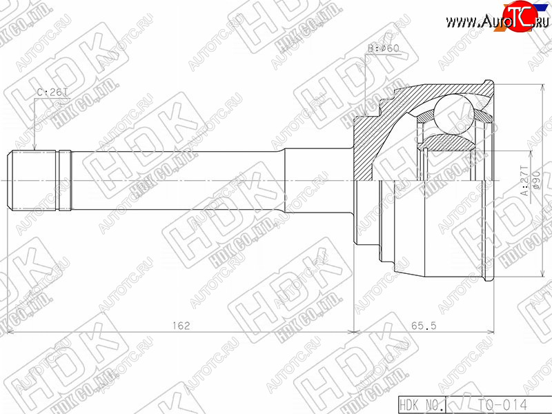 5 999 р. Шрус наружный TOYOTA 4RUNNERHILUXSURF #N130REGIUS RCH47DYNA 3RZ235L3Y3VZ1KZ 87-02 4WD HDK TO-014  с доставкой в г. Пермь