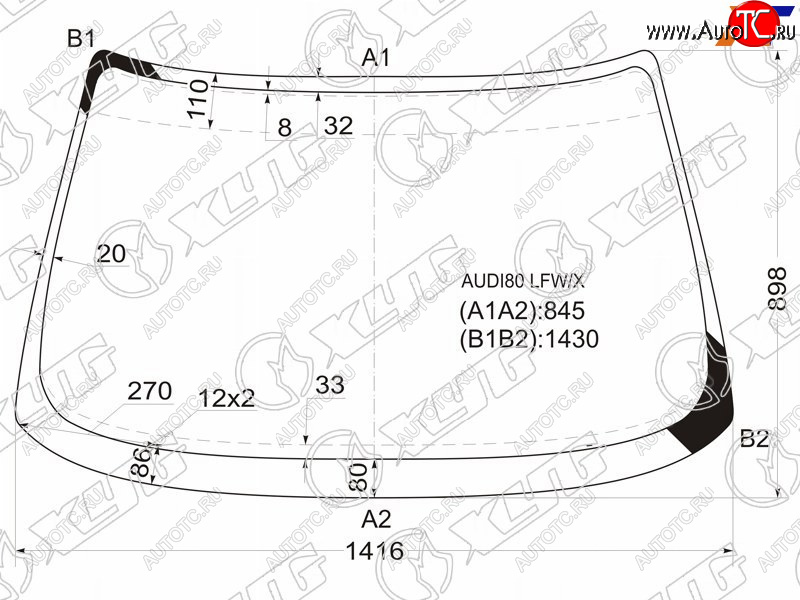 5 599 р. Стекло лобовое Audi 80 86-95 XYG AUDI80 LFW/X  с доставкой в г. Пермь