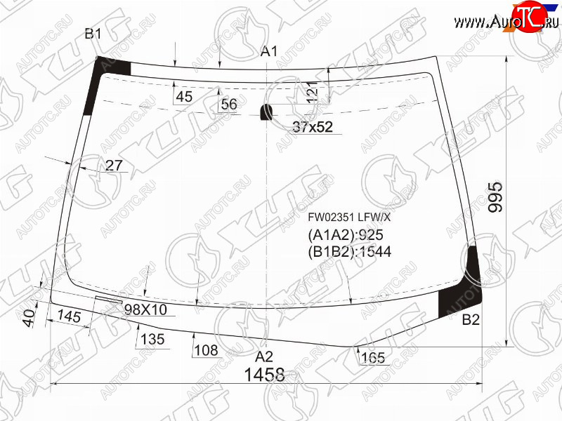 8 349 р. Стекло лобовое Honda Accord USA 02-08  Inspire 03-07 XYG FW02351 LFW/X  с доставкой в г. Пермь