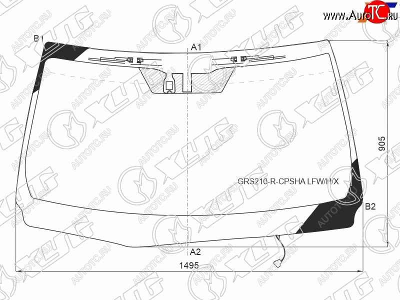 12 549 р. Стекло лобовое (Обогрев щеток Антенна Датчик дождя) Toyota Crown 12-18 XYG GRS210-R-CPSHA LFW/H/X  с доставкой в г. Пермь
