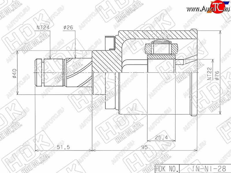 5 349 р. Шрус внутренний NISSAN ALMERA N16 01-03 QG15 HDK IN-NI-28  с доставкой в г. Пермь