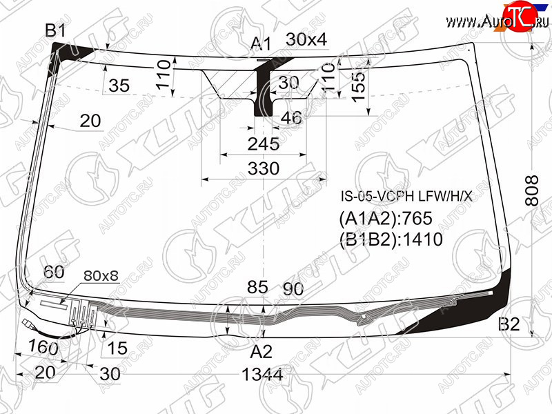 6 599 р. Стекло лобовое (Обогрев щеток) Lexus IS 05-16 XYG IS-05-VCPH LFW/H/X  с доставкой в г. Пермь