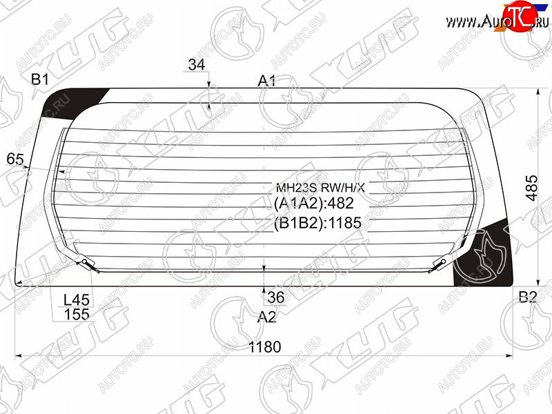 7 499 р. Стекло заднее (Цвет зеленый Обогрев) Mazda AZ-Wagon 05-12  Suzuki Wagon R 08-12 XYG MH23S RW/H/X  с доставкой в г. Пермь