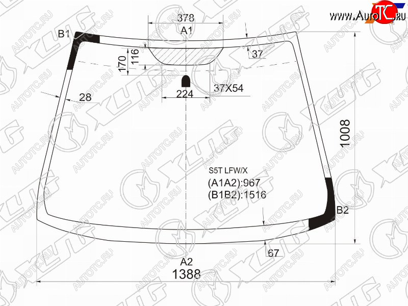 5 599 р. Стекло лобовое Honda Civic 00-06 XYG S5T LFW/X  с доставкой в г. Пермь