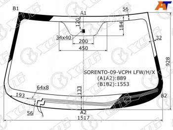 Стекло лобовое (Обогрев щеток) Kia Sorento 09-21 XYG SORENTO-09-VCPH LFW/H/X