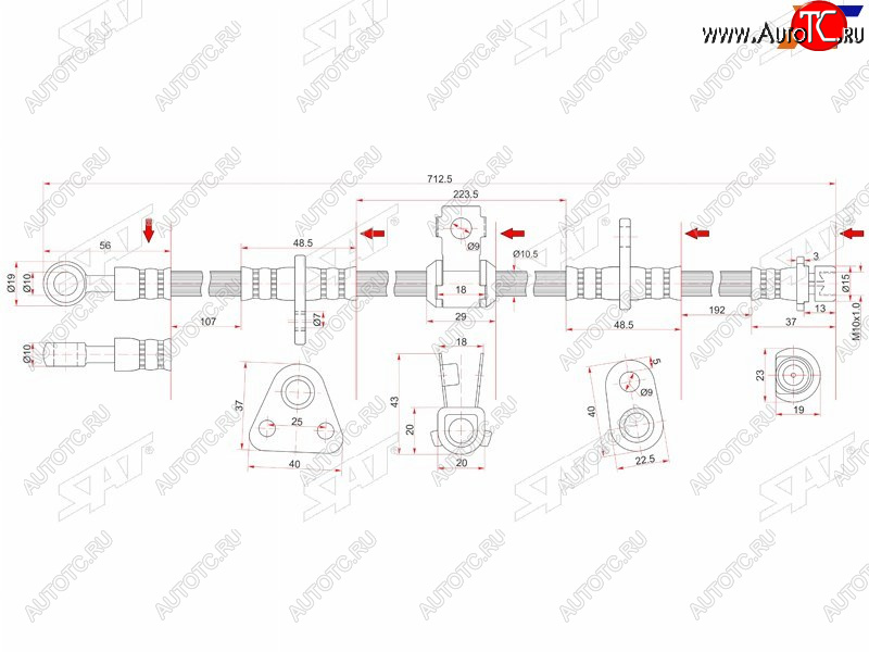 1 289 р. Шланг тормозной перед (Таиланд) RH SAT  Honda Accord  4 CB - Ascot  CE  с доставкой в г. Пермь