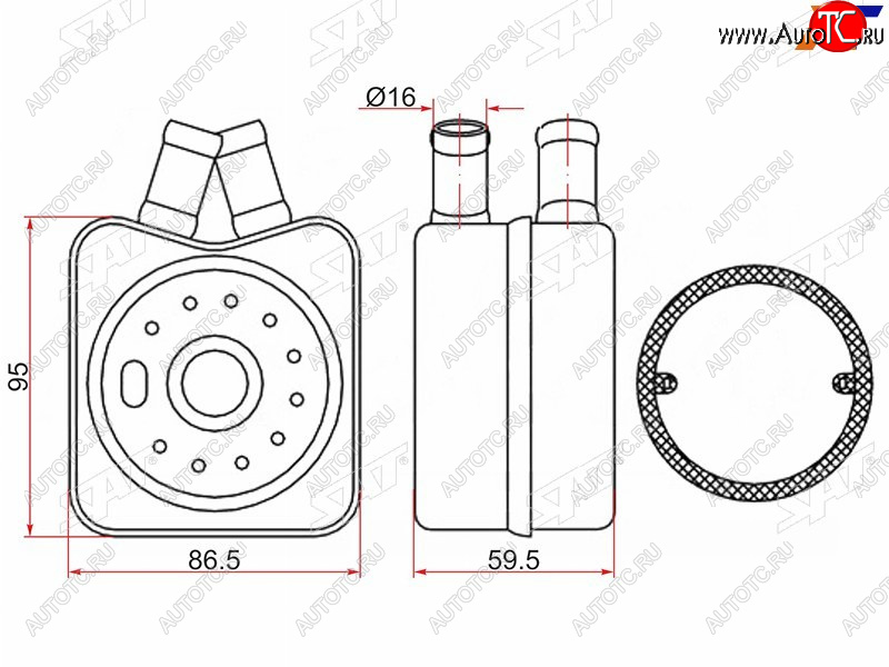 2 049 р. Радиатор масляный AUDI A2 00-A3 96-03A4 96-08MITSUBISHI LANCER 07-SKODA FABIA 99-OCTAVIA 96-VO SAT ST-028117021B  с доставкой в г. Пермь