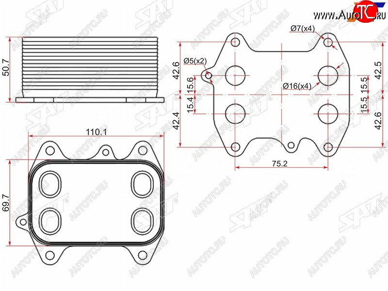 1 839 р. Радиатор масляный AUDI A1 10-A3 03-A4 07-A5 07-A6 11-Q3 11-Q5 08-SKODA FABIA 07-OCTAVIA 04- SAT ST-03L117021C  с доставкой в г. Пермь