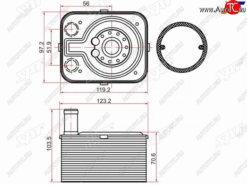 2 199 р. Радиатор масляный AUDI A3 03-A4 00-A5 07-Q7 07-SKODA FABIA 99-OCTAVIA 04-VOLKSWAGEN GOLF 03-P SAT ST-038117021B  с доставкой в г. Пермь