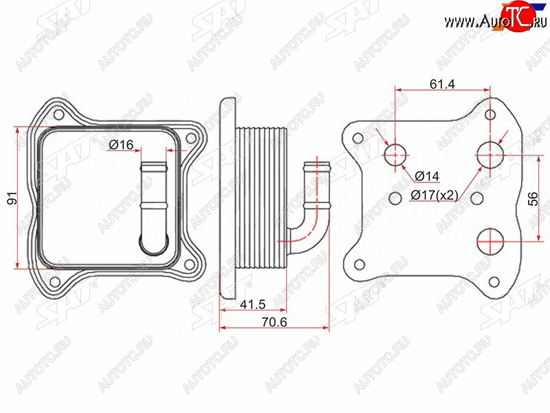 2 799 р. Радиатор масляный AUDI A1 10-A3 03-SKODA FABIA 07-OCTAVIA 04-RAPID 12-VOLKSWAGEN JETTA 10-POLO SAT ST-03F117021A  с доставкой в г. Пермь