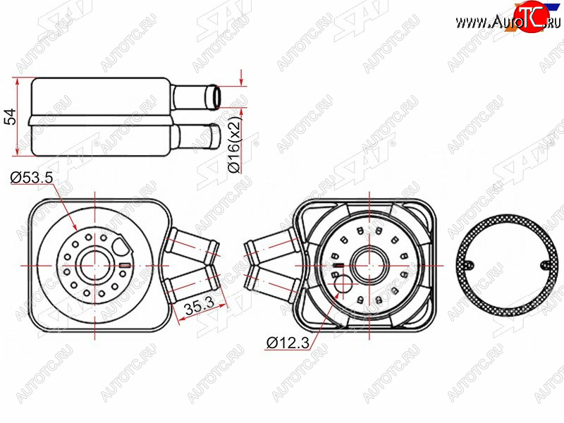 1 269 р. Радиатор масляный AUDI A4 94-00A6 94-05FORD GALAXY 95-06SKODA OCTAVIA 96-10VOLKSWAGEN PASSAT 96- SAT ST-068117021B  с доставкой в г. Пермь