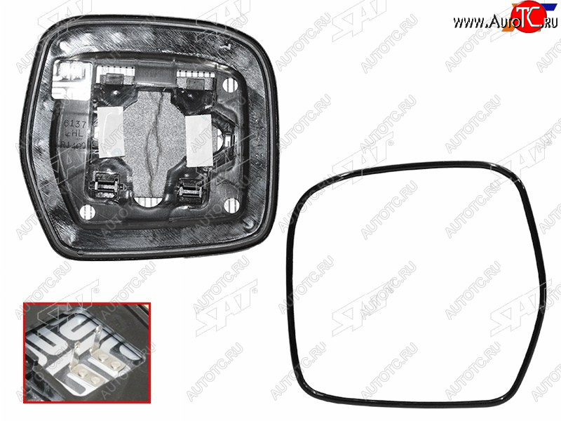 1 339 р. Полотно зеркала Toyota Land Cruiser (J100) 98-07 (Слева Обогрев) SAT ST-121-0121  с доставкой в г. Пермь