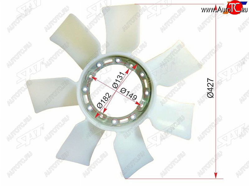 2 899 р. Крыльчатка вентилятора TOYOTA 1-2JZGE,1-2JZFSE SAT ST-16361-46040  с доставкой в г. Пермь
