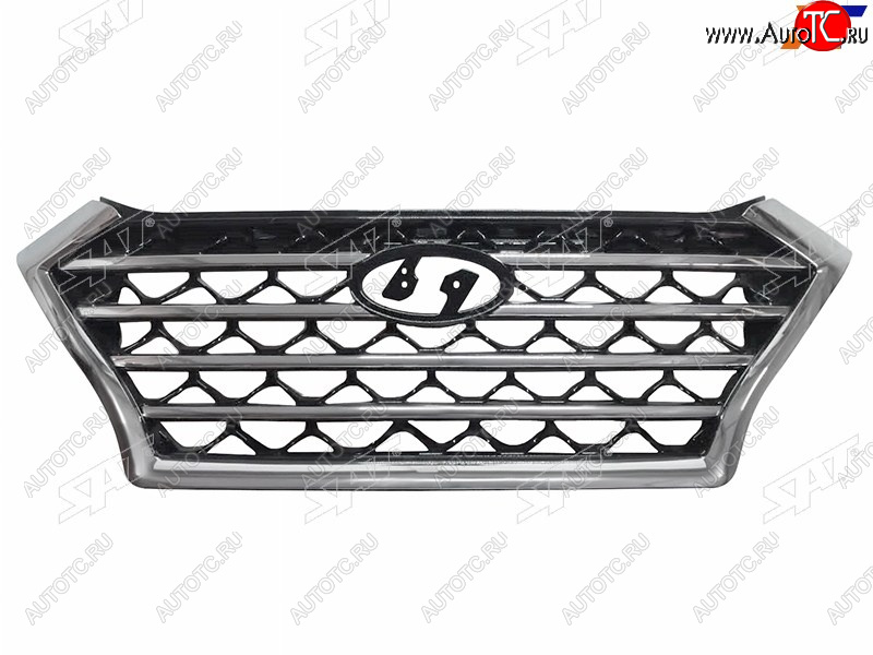 12 399 р. Решетка радиатора SAT Hyundai Tucson TL рестайлинг (2018-2021) (горизонтальные полосы хром)  с доставкой в г. Пермь