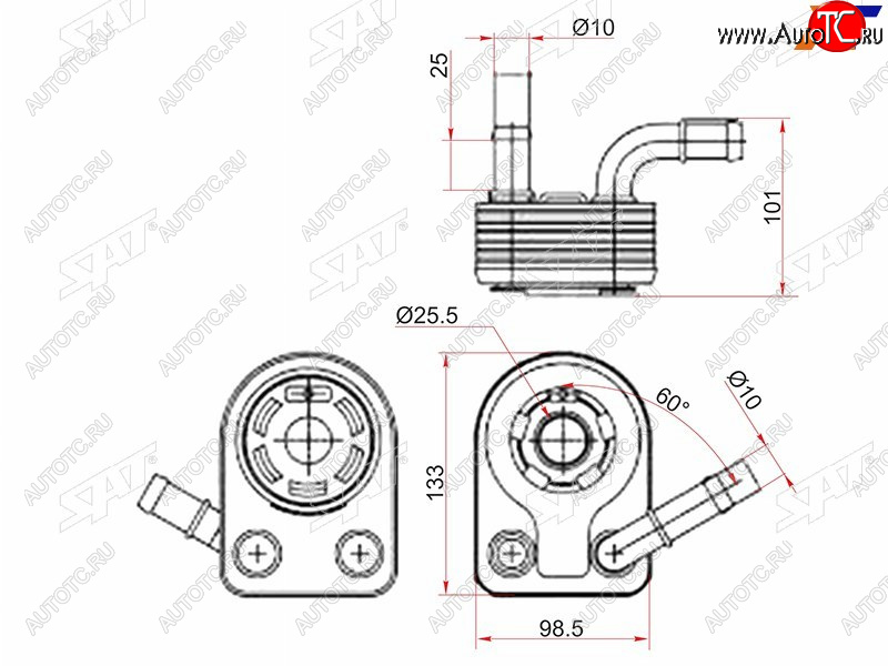 3 099 р. Радиатор масляный FORD C-MAX 10-FIESTA 08-FOCUS II 04-11FOCUS III 11-KUGA 13-MONDEO 07-VOLVO S SAT ST-1852773  с доставкой в г. Пермь