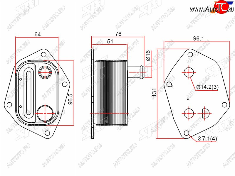 1 349 р. Радиатор масляный HYUNDAI ELANTRA 06-10GETZ 02-I30 07-KIA CEED 07-12CERATO 04-RIO 05-10 SAT ST-26410-2A150  с доставкой в г. Пермь