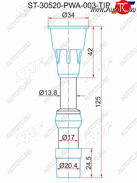 299 р. Наконечник катушки HONDA LDA1LDA2L13 (30520-PWA-003) SAT ST-30520-PWA-003-TIP  с доставкой в г. Пермь
