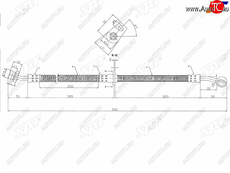 1 099 р. Шланг тормозной передний LH SAT  KIA Rio  2 JB (2005-2011) дорестайлинг седан, дорестайлинг, хэтчбэк 5 дв., рестайлинг седан, рестайлинг, хэтчбэк 5 дв.  с доставкой в г. Пермь