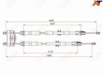 Трос ручного тормоза SAT Mazda Demio 2 DY дорестайлинг (2002-2005)