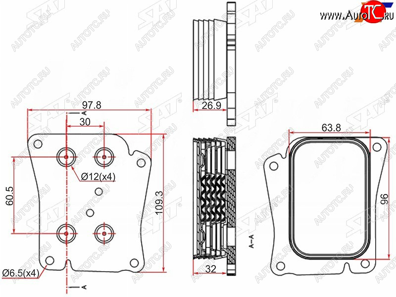 2 799 р. Радиатор масляный MERCEDES C-CLASS W203 00-06C-CLASS W204 06-13E-CLASS W211 02-09 SAT ST-A2711880401  с доставкой в г. Пермь