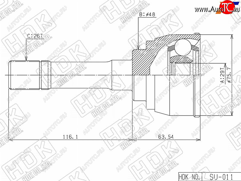 5 999 р. Шрус наружный SUZUKI ESCUDOGRAND VITARA G16AH20AJ20A 95- HDK SU-011  с доставкой в г. Пермь
