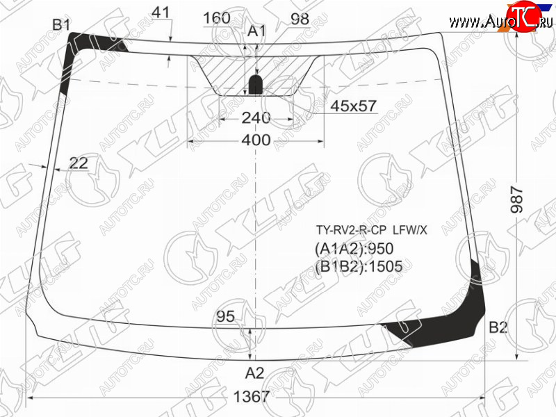 8 249 р. Стекло лобовое TOYOTA WISH 09-17 XYG TY-RV2-R-CP LFW/X  с доставкой в г. Пермь