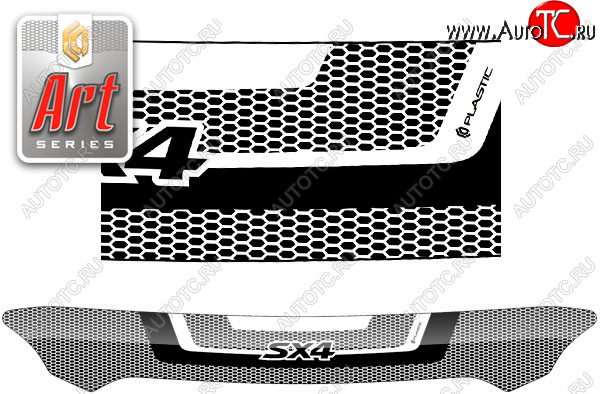 2 159 р. Дефлектор капота CA-Plastic  Suzuki SX4  JYB, JYA (2013-2016) хэтчбэк дорестайлинг (Серия Art серебро)  с доставкой в г. Пермь