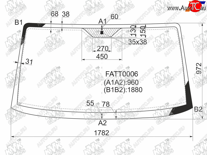 6 899 р. Стекло лобовое PEUGEOT BOXERCITROEN JUMPERFIAT DUCATO 94-06FIAT DUCATO (сб. Россия) 08-           KMK FATT0006  с доставкой в г. Пермь