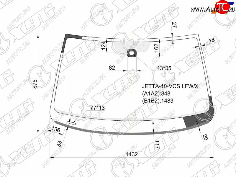 6 899 р. Стекло лобовое (Датчик дождя Молдинг для Европейского рынка) Volkswagen Jetta 10-19                XYG JETTA-10-VCS LFW/X  с доставкой в г. Пермь