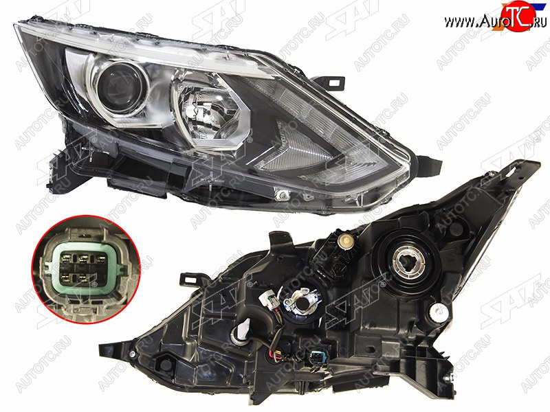 11 199 р. Фара правая (диодная полоса) SAT Nissan Qashqai 2 J11 дорестайлинг (2013-2019)  с доставкой в г. Пермь