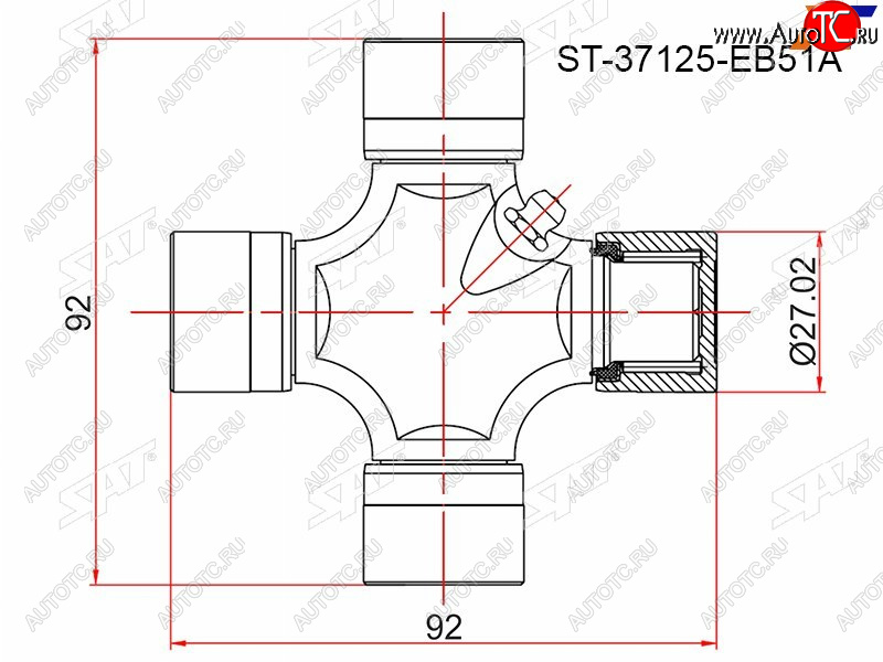 499 р. Крестовина NISSAN NAVARA 05-PATHFINDER 05-13TOYOTA HILUX GGN## 05-12FORTUNER ##N## 06-            SAT ST-37125-EB51A  с доставкой в г. Пермь