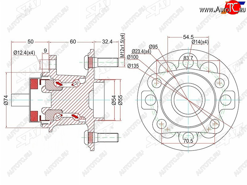 3 399 р. Ступичный узел задн. TOYOTA VITZ KSP90,NCP9#,SCP90RACTIS NCP10#,SCP100BELTA #SP92 05- (с ABS) SAT ST-42450-52060  с доставкой в г. Пермь