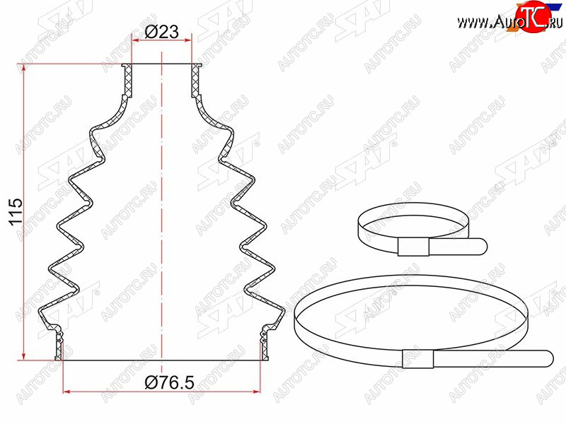 499 р. Пыльник шруса наружный  FR NISSAN ALMERA B10 (2 хомута. термопластик) SAT TC-010  с доставкой в г. Пермь