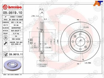 Диск тормозной передний Ø 283 mm BREMBO CITROEN Berlingo K9 (2018-2023)