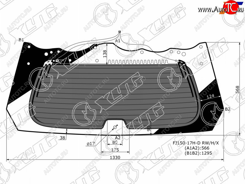 11 699 р. Стекло заднее (Затемненное Обогрев) Toyota Land Cruiser Prado (J150) 09-24  Lexus GX 09-23 XYG FJ150-17H-D RW/H/X  с доставкой в г. Пермь