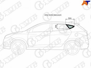 1 759 р. Стекло кузова боковое (не опускное) (Слева Цвет зеленый) Hyundai ix35 09-15  Tucson 09-15          XYG HYU-IX35 SW/LH/X  с доставкой в г. Пермь. Увеличить фотографию 1