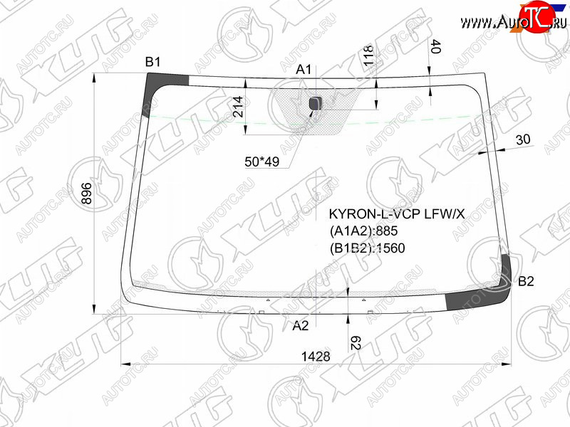5 849 р. Стекло лобовое SsangYong Actyon 05-10  Actyon Sports 06-16  Kyron 05-16  Nomad 13-17 XYG KYRON-L-VCP LFW/X  с доставкой в г. Пермь