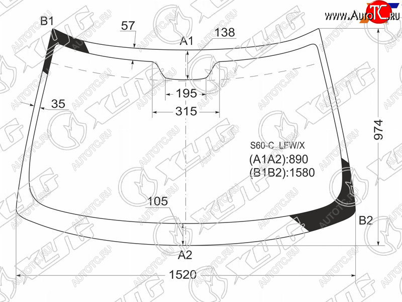 7 599 р. Стекло лобовое Volvo S60 00-10  V70 00-07  XC70 00-07 XYG S60-C LFW/X  с доставкой в г. Пермь