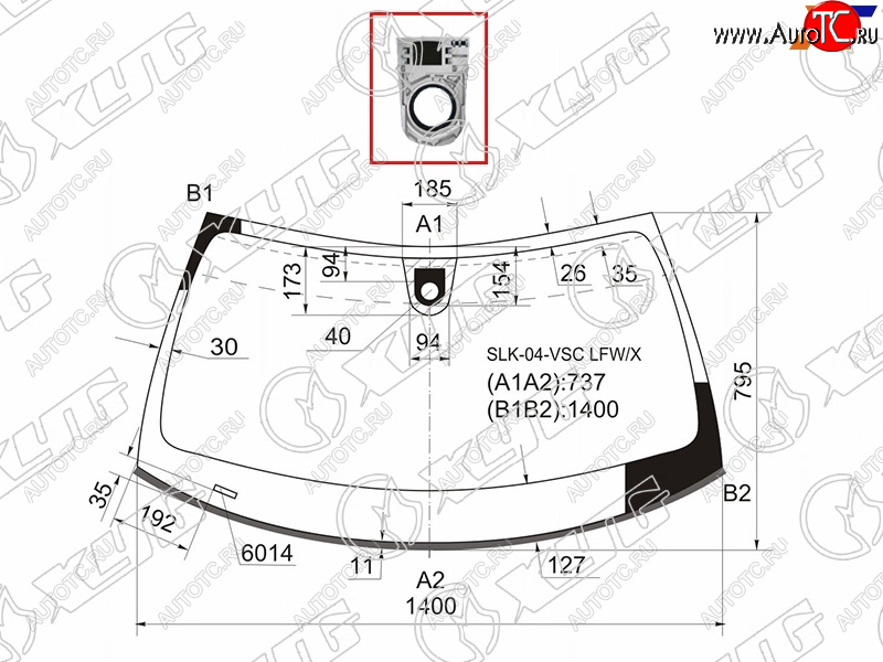8 999 р. Стекло лобовое (Датчик дождя Молдинг 03.04-06.04) Mercedes-Benz SLK-Class 04-08 XYG SLK-04-VSC LFW/X  с доставкой в г. Пермь