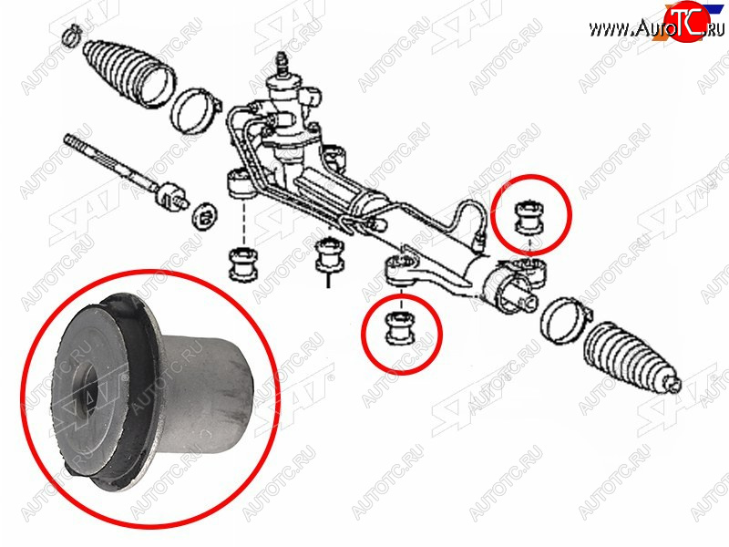 369 р. Втулка рулевой рейки Toyota Ipsum (ACM20) 01-09  Picnic 01-09 SAT ST-45516-44030  с доставкой в г. Пермь