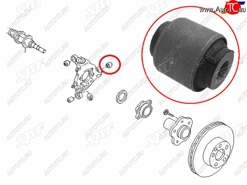 399 р. Сайлентблок Infiniti FX35 02-08  Nissan Murano 02-08  Infiniti FX45 02-09  Nissan Elgrand 02-10  SAT ST-55157-CA000  с доставкой в г. Пермь