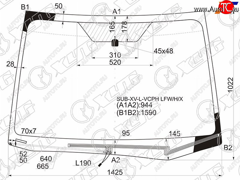 8 649 р. Стекло лобовое (Обогрев щеток) Subaru Impreza 11-16  XV 11-17  Impreza WRX 14-21  Impreza WRX STI XYG SUB-XV-L-VCPH LFW/H/X  с доставкой в г. Пермь